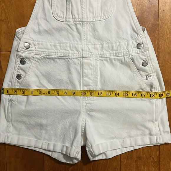 Old Navy White Overalls Size S Cuffed Hem Country Western Coastal Cowgirl Casual - Picture 8 of 12